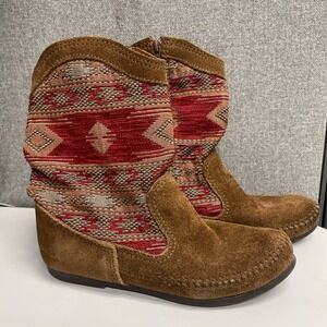 Minnetonka Moccasin Southwest Boot Baja Brown Suede Leather Women 5 Indie Boho